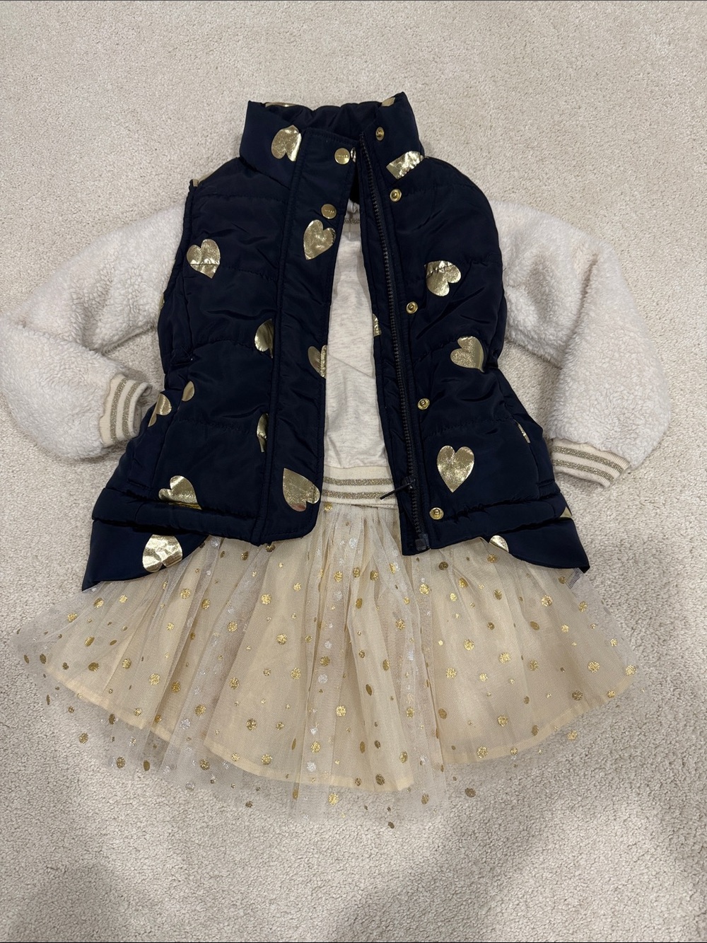 Imoga Heart Vest, EGG Baby Sweatshirt and Cupcakes and Cartwheels Tulle skirt
